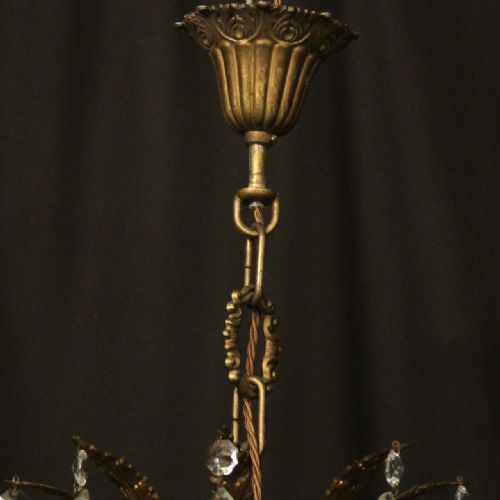ITALIAN 18 LIGHT GILDED BRASS DOUBLE TIERED ANTIQUE CHANDELIER - ADDITIONAL PHOTO 9