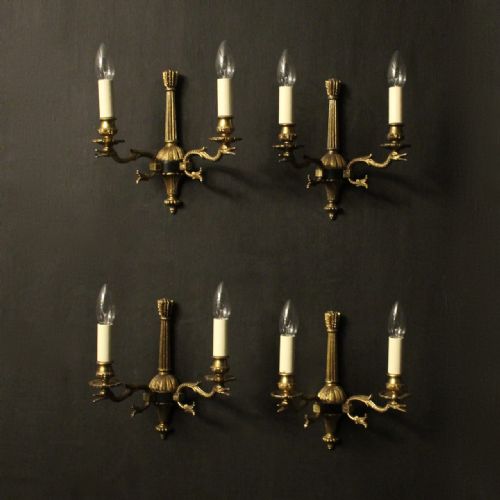 french set of 4 empire twin arm wall lights - CATEGORY: ANTIQUE LIGHTING - DATED 1930
