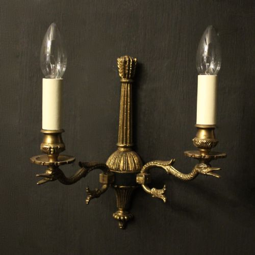 FRENCH SET OF 4 EMPIRE TWIN ARM WALL LIGHTS - ADDITIONAL PHOTO 1