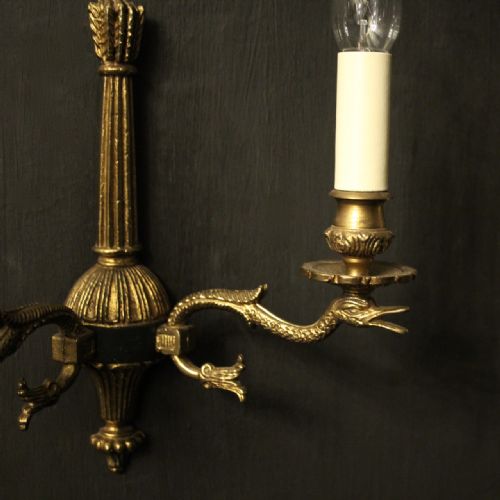 FRENCH SET OF 4 EMPIRE TWIN ARM WALL LIGHTS - ADDITIONAL PHOTO 2