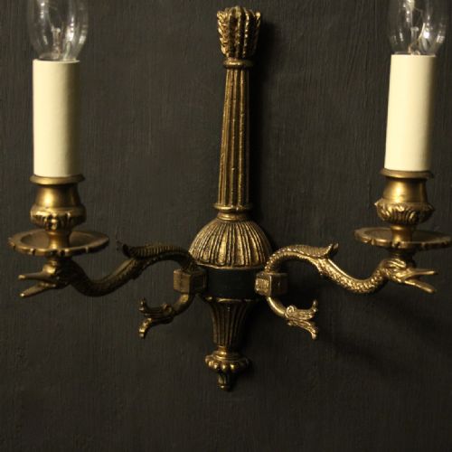FRENCH SET OF 4 EMPIRE TWIN ARM WALL LIGHTS - ADDITIONAL PHOTO 4