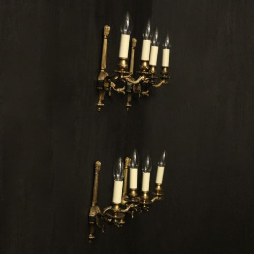 FRENCH SET OF 4 EMPIRE TWIN ARM WALL LIGHTS - ADDITIONAL PHOTO 9