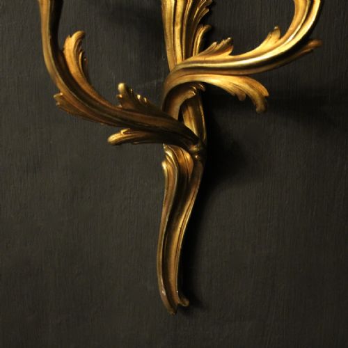 FRENCH PAIR OF GILDED BRONZE ANTIQUE WALL SCONCES - ADDITIONAL PHOTO 8