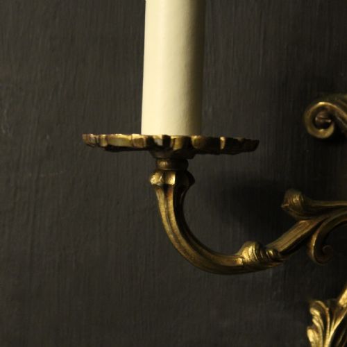 FRENCH PAIR OF GILDED TWIN ARM ANTIQUE WALL LIGHTS - ADDITIONAL PHOTO 8