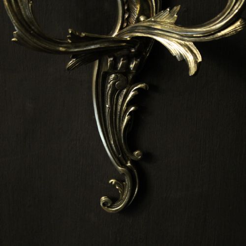 FRENCH PAIR OF BRASS TWIN ARM ANTIQUE WALL LIGHTS - ADDITIONAL PHOTO 4