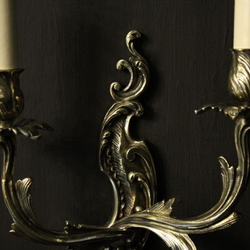 FRENCH PAIR OF BRASS TWIN ARM ANTIQUE WALL LIGHTS - ADDITIONAL PHOTO 6