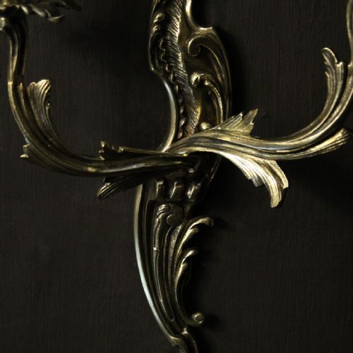 FRENCH PAIR OF BRASS TWIN ARM ANTIQUE WALL LIGHTS - ADDITIONAL PHOTO 8