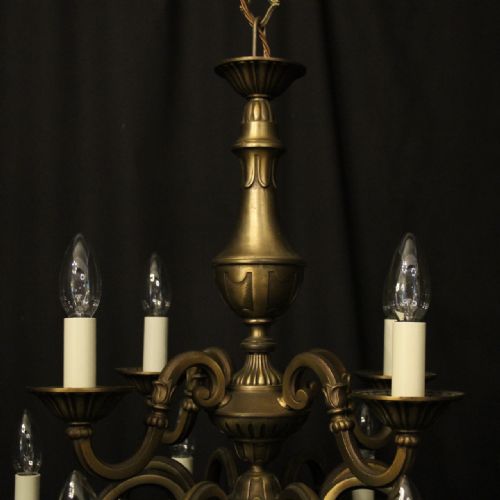 FRENCH GILDED BRASS 12 LIGHT TIERED CHANDELIER - ADDITIONAL PHOTO 3