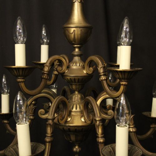 FRENCH GILDED BRASS 12 LIGHT TIERED CHANDELIER - ADDITIONAL PHOTO 4