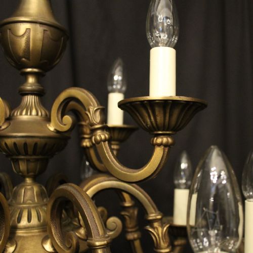 FRENCH GILDED BRASS 12 LIGHT TIERED CHANDELIER - ADDITIONAL PHOTO 5