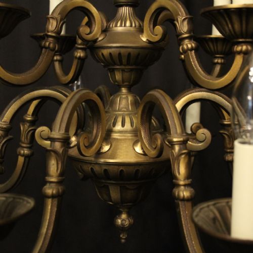 FRENCH GILDED BRASS 12 LIGHT TIERED CHANDELIER - ADDITIONAL PHOTO 6