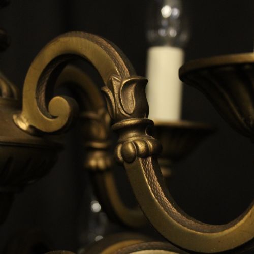 FRENCH GILDED BRASS 12 LIGHT TIERED CHANDELIER - ADDITIONAL PHOTO 7