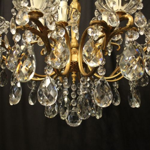 ITALIAN 15 LIGHT GILDED BRASS ANTIQUE CHANDELIER - ADDITIONAL PHOTO 3