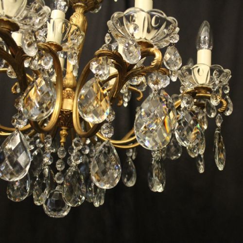 ITALIAN 15 LIGHT GILDED BRASS ANTIQUE CHANDELIER - ADDITIONAL PHOTO 4