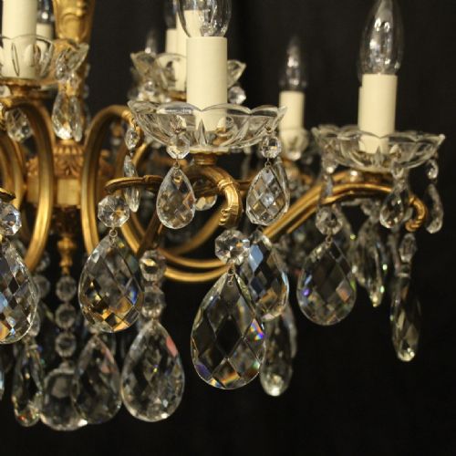 ITALIAN 15 LIGHT GILDED BRASS ANTIQUE CHANDELIER - ADDITIONAL PHOTO 6