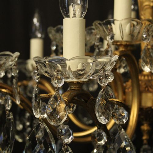 ITALIAN 15 LIGHT GILDED BRASS ANTIQUE CHANDELIER - ADDITIONAL PHOTO 7