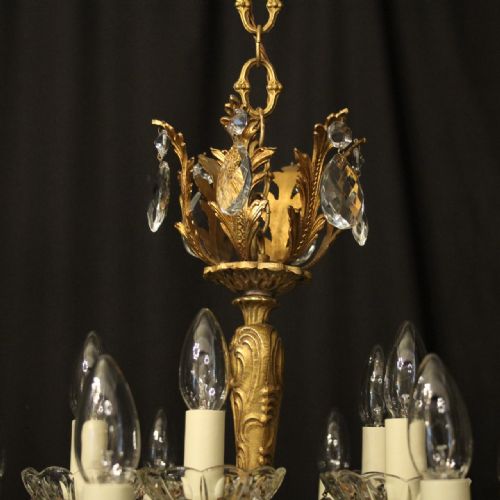 ITALIAN 15 LIGHT GILDED BRASS ANTIQUE CHANDELIER - ADDITIONAL PHOTO 8
