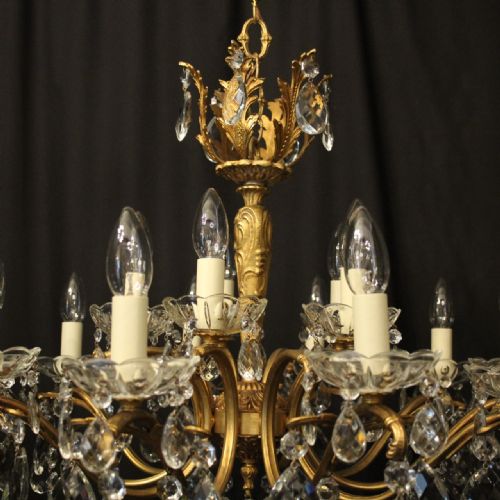 ITALIAN 15 LIGHT GILDED BRASS ANTIQUE CHANDELIER - ADDITIONAL PHOTO 9