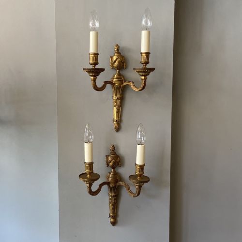 french pair of bronze antique wall lights - CATEGORY: ANTIQUE LIGHTING - DATED 19TH CENTURY