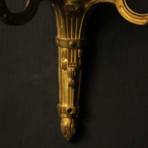 FRENCH PAIR OF BRONZE ANTIQUE WALL LIGHTS - ADDITIONAL PHOTO 6