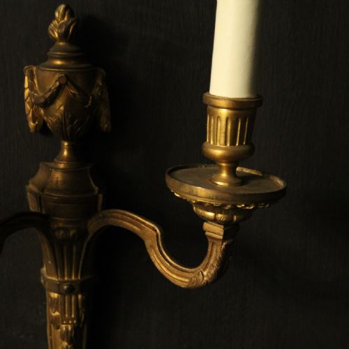 FRENCH PAIR OF BRONZE ANTIQUE WALL LIGHTS - ADDITIONAL PHOTO 7