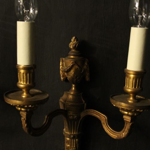 FRENCH PAIR OF BRONZE ANTIQUE WALL LIGHTS - ADDITIONAL PHOTO 8