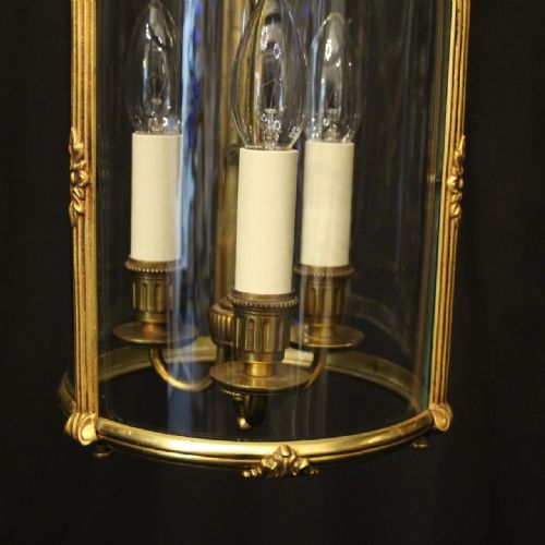 FRENCH GILDED TRIPLE LIGHT ANTIQUE LANTERN - ADDITIONAL PHOTO 2