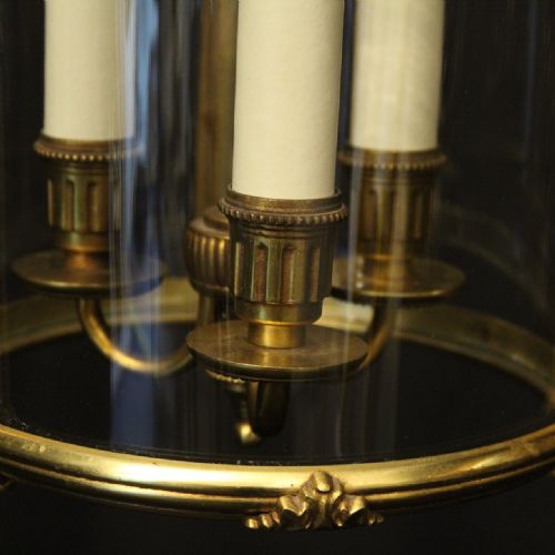 FRENCH GILDED TRIPLE LIGHT ANTIQUE LANTERN - ADDITIONAL PHOTO 4