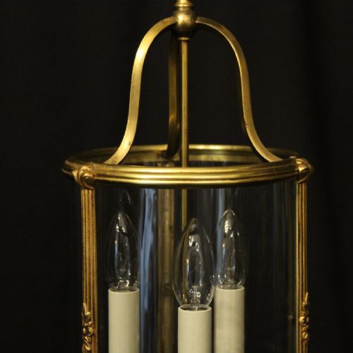 FRENCH GILDED TRIPLE LIGHT ANTIQUE LANTERN - ADDITIONAL PHOTO 5