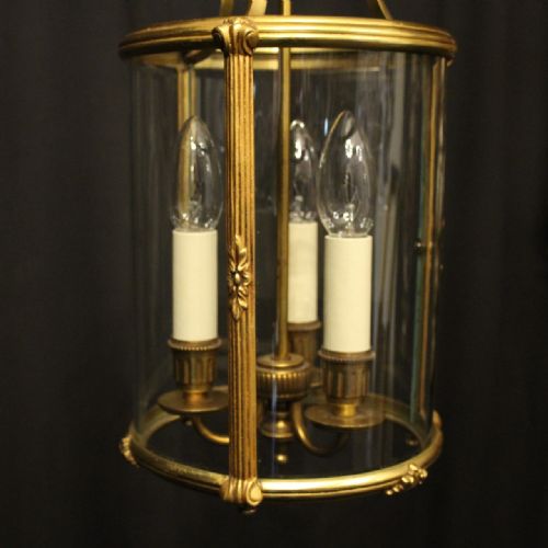 FRENCH GILDED TRIPLE LIGHT ANTIQUE LANTERN - ADDITIONAL PHOTO 6