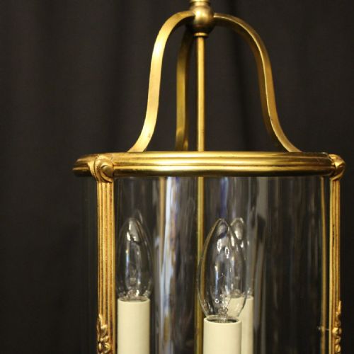 FRENCH GILDED TRIPLE LIGHT ANTIQUE LANTERN - ADDITIONAL PHOTO 7