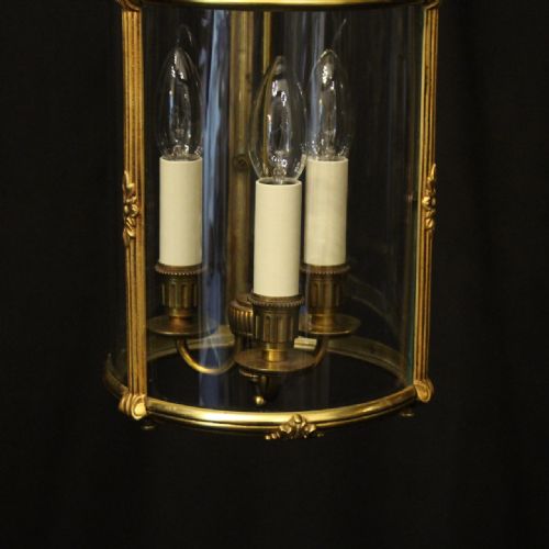 FRENCH GILDED TRIPLE LIGHT ANTIQUE LANTERN - ADDITIONAL PHOTO 8