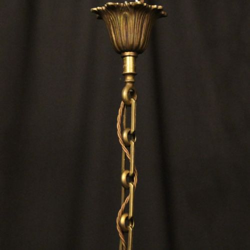 FRENCH GILDED TRIPLE LIGHT ANTIQUE LANTERN - ADDITIONAL PHOTO 9