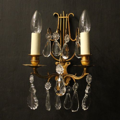 FRENCH PAIR OF GILDED TWIN ARM WALL LIGHTS - ADDITIONAL PHOTO 1