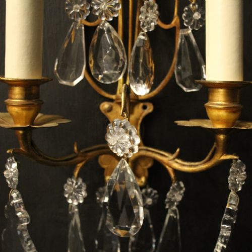 FRENCH PAIR OF GILDED TWIN ARM WALL LIGHTS - ADDITIONAL PHOTO 2