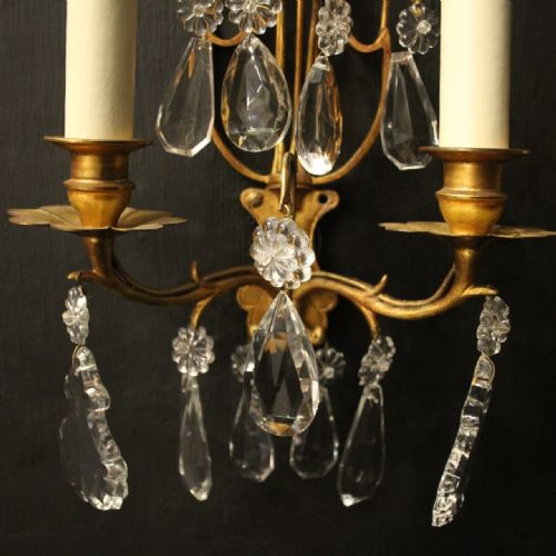 FRENCH PAIR OF GILDED TWIN ARM WALL LIGHTS - ADDITIONAL PHOTO 4