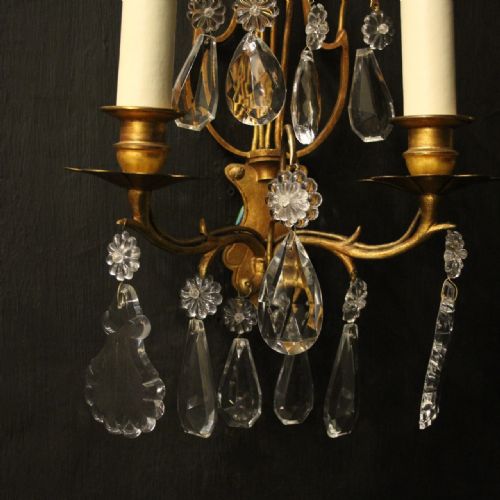 FRENCH PAIR OF GILDED TWIN ARM WALL LIGHTS - ADDITIONAL PHOTO 5