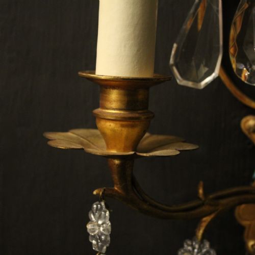 FRENCH PAIR OF GILDED TWIN ARM WALL LIGHTS - ADDITIONAL PHOTO 7