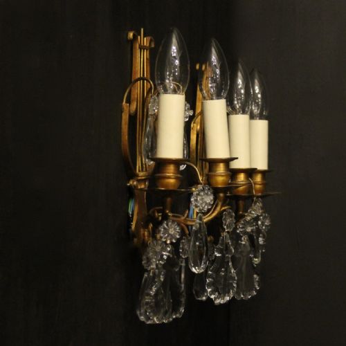 FRENCH PAIR OF GILDED TWIN ARM WALL LIGHTS - ADDITIONAL PHOTO 9
