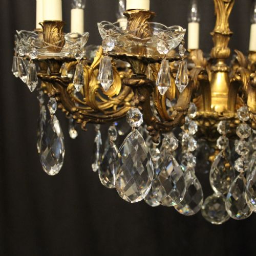FRENCH 12 LIGHT GILDED BRONZE ANTIQUE CHANDELIER - ADDITIONAL PHOTO 1