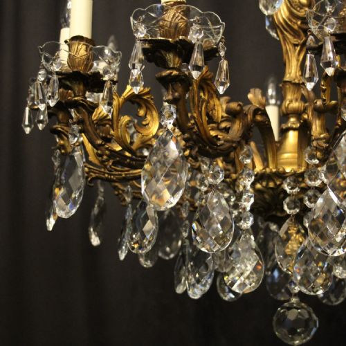 FRENCH 12 LIGHT GILDED BRONZE ANTIQUE CHANDELIER - ADDITIONAL PHOTO 2