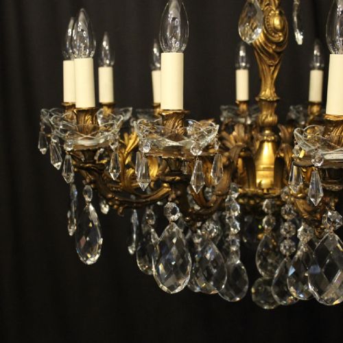 FRENCH 12 LIGHT GILDED BRONZE ANTIQUE CHANDELIER - ADDITIONAL PHOTO 3