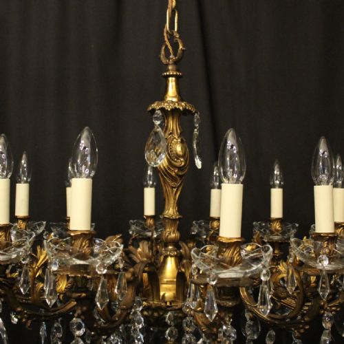 FRENCH 12 LIGHT GILDED BRONZE ANTIQUE CHANDELIER - ADDITIONAL PHOTO 4