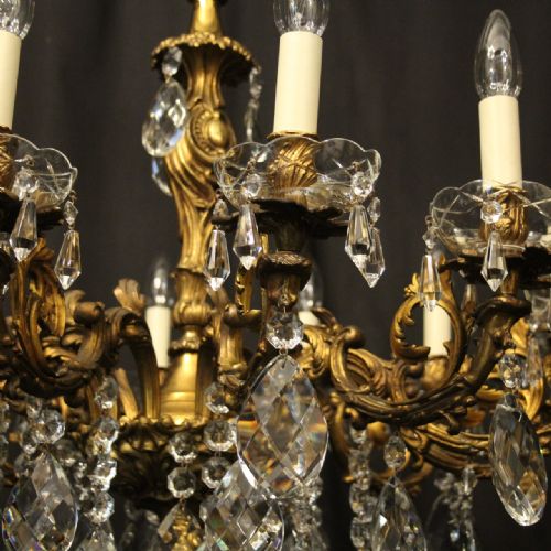 FRENCH 12 LIGHT GILDED BRONZE ANTIQUE CHANDELIER - ADDITIONAL PHOTO 6