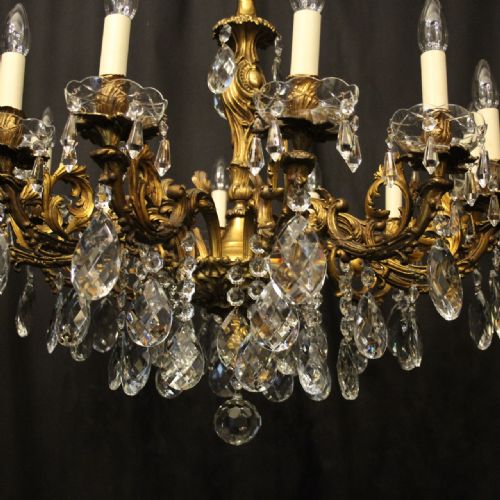 FRENCH 12 LIGHT GILDED BRONZE ANTIQUE CHANDELIER - ADDITIONAL PHOTO 8