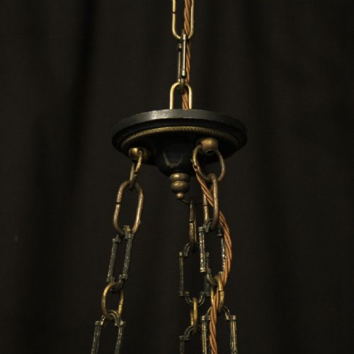 FRENCH GILDED BRASS EMPIRE 6 LIGHT ANTIQUE CHANDELIER - ADDITIONAL PHOTO 8
