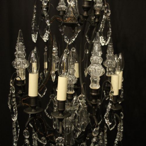 FRENCH BRONZE CRYSTAL 8 LIGHT CAGE CHANDELIER - ADDITIONAL PHOTO 1