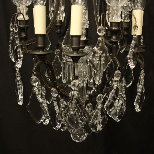FRENCH BRONZE CRYSTAL 8 LIGHT CAGE CHANDELIER - ADDITIONAL PHOTO 3