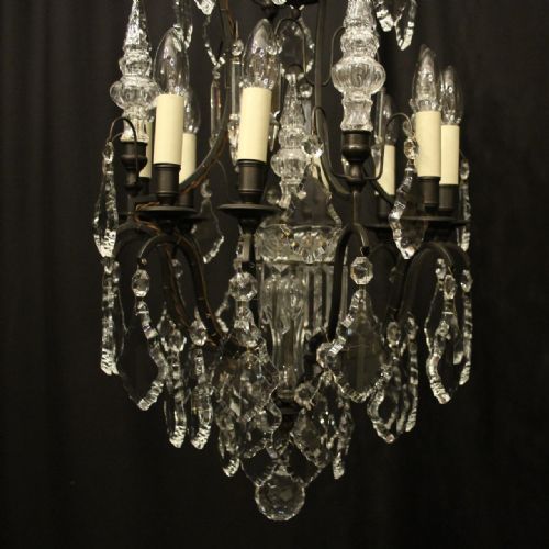 FRENCH BRONZE CRYSTAL 8 LIGHT CAGE CHANDELIER - ADDITIONAL PHOTO 4