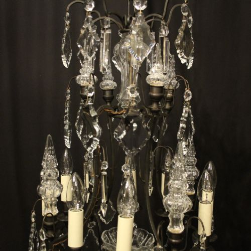 FRENCH BRONZE CRYSTAL 8 LIGHT CAGE CHANDELIER - ADDITIONAL PHOTO 5